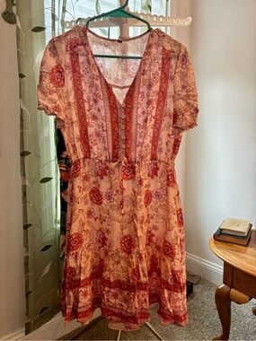Trendy boutique Peach Floral V-Neck Blouse
